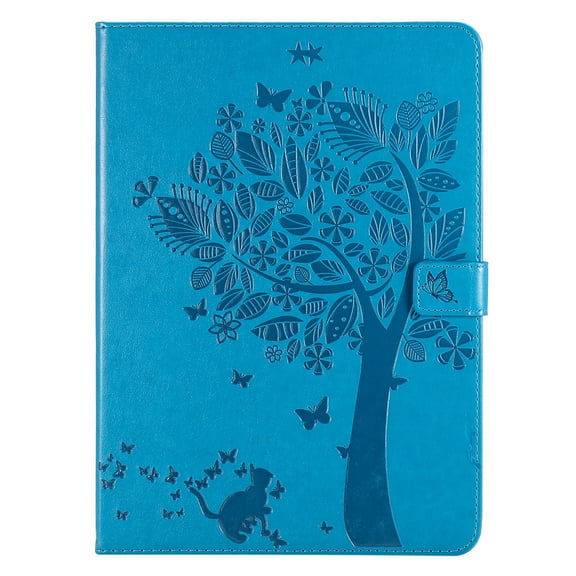 Dteck Case For Apple iPad Air 4th Gen 10.9"/iPad Pro 11 2nd Generation (2020), Magnetic Leather Card Holder Wallet Smart Case Tree Patterned Stand Automatic wake/sleep Cover,Blue