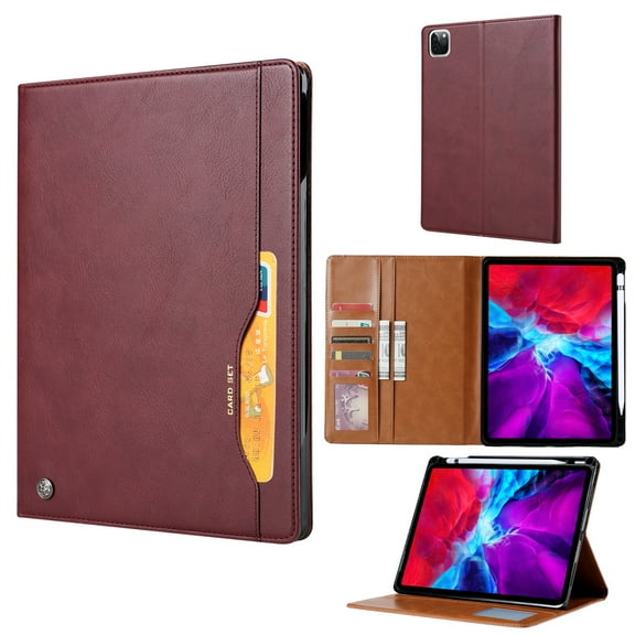 Dteck Case for Apple iPad Air 4th Generation 10.9-inch (2020 Released),Luxury PU Leather Card Holder Folio Flip iPad Pro 11" 2020/iPad Pro 11" 2018 Case Kickstand Shockproof Protective Cover,Winered
