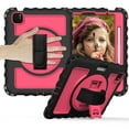 thumbnail image 1 of Dteck Case for Apple iPad Air 4th Generation 10.9-inch 2020 Released ,Shockproof Rubber Hybrid 3-Layer Protection Hand /Shoulder Strap Hard Kickstand Back Cover,Black+Rose, 1 of 7