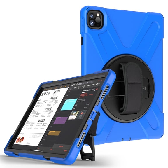 Dteck Case For Apple iPad Pro 11" 2nd Generation 2020/Pro 11" 1st Gen 2018, Shockproof Armor Heavy Duty Protective Cover Kickstand Handstrap Rubber Case (without Screen Protector)11 inch,Blue