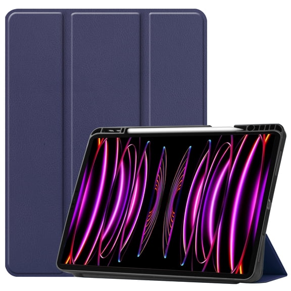 Dteck Case for Apple iPad Pro 12.9-inch 6th 5th 4th 3rd Generation,Smart Leather Folio Kickstand Case Shockproof Rubber Cover with Pen Holder for iPad 12.9" 2022/2021/2020/2018,Darkblue
