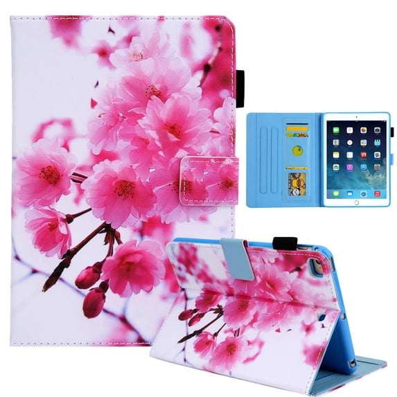 Dteck Case for Apple iPad mini 5/mini 4/mini 3/mini 2 (7.9-inch),Magnetic Patterned PU Leather Card Holder Wallet Shell Kickstand Case Smart Cover with Auto Wake/Sleep,Cherry blossoms