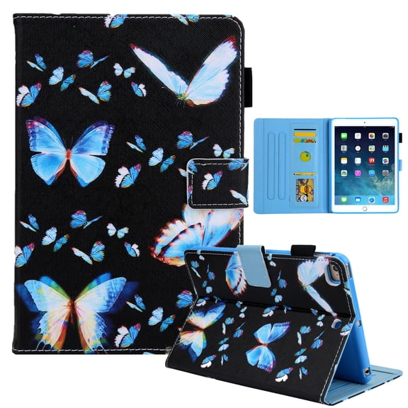 Dteck Case for Apple iPad mini 5/mini 4/mini 3/mini 2 (7.9-inch),Magnetic Patterned PU Leather Card Holder Wallet Shell Kickstand Case Smart Cover with Auto Wake/Sleep,Blue Butterfly