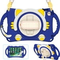 thumbnail image 1 of Dteck Case for Apple iPad mini 5/mini 4/mini 3/mini 2/mini 1（7.9-inch）,360° Rotating Hand Strap Kids Friendly Shockproof Cute Rubber Kickstand Case Cover with Shoulder Strap,Darkblue, 1 of 9