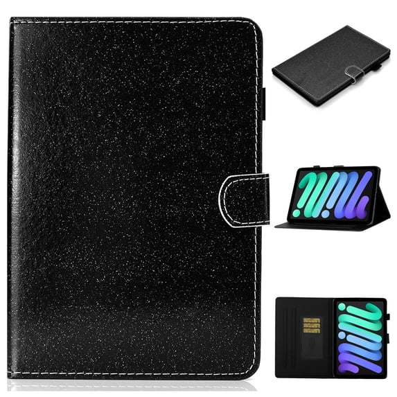 Dteck Case for Apple iPad mini 6th Generation 8.3" (2021),Magnetic Bling Glitter Card Holder Wallet Case PU Leather Kickstand Hybrid Rubber Folio Protective Case Cover for iPad mini 2021,Black