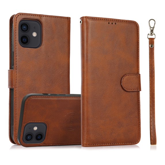 Dteck Case for Apple iPhone 11 6.1-inch,Detachable Case Card Holder Wallet Magnetic Leather 2 in 1 Design Shockproof Kickstand Cover Support Magnetic Car Mount Case,Brown