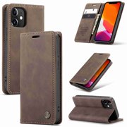 Dteck Case for Apple iPhone 12 Mini, Retro Style Wallet Phone Case Stand Credit Card Slot Premium Protective PU Leather Flip Magnetic Case Cover, Coffee