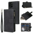 thumbnail image 1 of Dteck Case for Apple iPhone 12 Pro 6.1-inch,Luxury Leather Zipper Wallet Kickstand Case Magnetic Buckle Horizontal Flip Cover with 5 Card Slots/Photo Pocket for iPhone 12 6.1",Black, 1 of 8