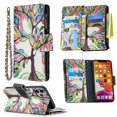 thumbnail image 1 of Dteck Case for Apple iPhone 12 Pro 6.1-inch,Magnetic Patterned Leather Zipper Card Holder Wallet Flip iPhone 12 6.1" 5G Phone Case Kickstand Shockproof with Hand Strap Cover,Tree, 1 of 5