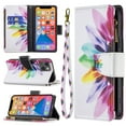 thumbnail image 1 of Dteck Case for Apple iPhone 13 6.1-inch,Magnetic Patterned Leather Zipper Card Holder Wallet Flip iPhone 13 6.1" Phone Case Kickstand Shockproof with Hand Strap Cover,Half Flower, 1 of 6