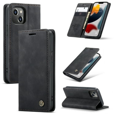 Dteck Case for Apple iPhone 13 6.1-inch,Retro Shockproof Wallet Phone Case Kickstand Credit Card Slot Premium Protective PU Leather Flip Magnetic Cover,Black