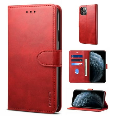 Dteck Case for Apple iPhone 13 Pro 6.1-inch,Luxury PU Leather Wallet Case Card Holder Kickstand Flip Magnetic Shockproof Hybrid Rubber Cover for iPhone 13 Pro,Red