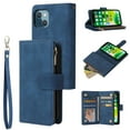 thumbnail image 1 of Dteck Case for Apple iPhone 13 mini 5.4-inch,Luxury Leather Zipper Wallet Kickstand Case Magnetic Buckle Horizontal Flip Cover with 5 Card Slots/Photo Pocket for iPhone 13 mini,Blue, 1 of 8