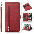 thumbnail image 1 of Dteck Case for Apple iPhone 14 6.1 inch (2022),Premium PU Leather Zipper Pocket Multi Card Slots Wallet Cover,Magnetic Clasp Flip Holder Phone Case with Wrist & Shoulder Strap,Red, 1 of 8