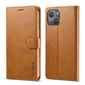 Dteck Case For Apple iPhone 14, Premium Leather Wallet Wireless Support with 3 Card Slots, Magnetic Closure Flip Kickstand RFID Credit Holder Cover, Yellow