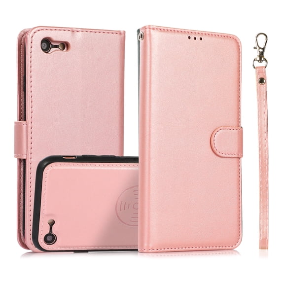 Dteck Case for Apple iPhone 7 4.7-inch,iPhone 8 Detachable Case Card Slots Wallet Magnetic Leather 2 in 1 Design Shockproof Stand iPhone SE 2nd Generation 2020 Cover Support Car Mount Case,Rosegold