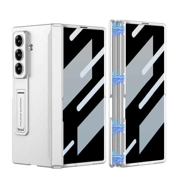 Dteck Case Built-in Front  Privacy Screen Protector for Samsung Galaxy Z Fold6,Magnetic Hinge Protection PC Case Shokproof Cover for  Galaxy Z Fold 6,Silver