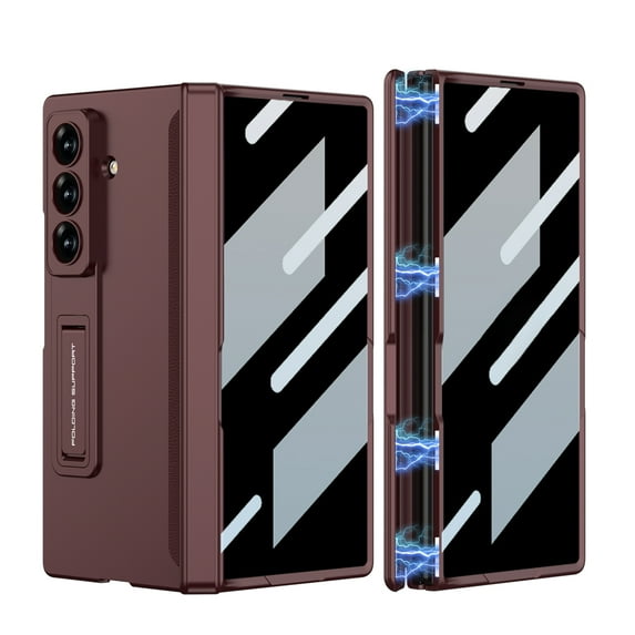 Dteck Case Built-in Front Privacy Screen Protector for Samsung Galaxy Z Fold7,Magnetic Hinge Protection PC Case Shokproof Cover for Galaxy Z Fold 7,Winered