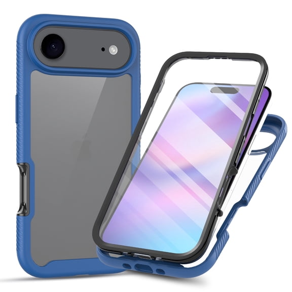 Dteck Case Built-in Screen Protector for iPhone Air,Slim Fit Full-Body Shock Absorption Sturdy TPU+PC Case Heavy Duty Shock Resistant Hard Cover for iPhone Air,Darkblue