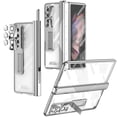 thumbnail image 1 of Dteck Case Compabile With Samsung Galaxy Z Fold3 2021, Hard PC Shell with Magnetic Hinge Plating Shell & Kickstand Tempered Film High-defintion Translucent Case for Samsung Galaxy Z Fold3, Silver, 1 of 7