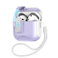 thumbnail image 1 of Dteck Case Compatible with AirPods 3rd Gen (2021) with Automatic Lock and Lanyard,Kickstand Design Shockproof Protection Hard Cover for Women Men, Whitepurple, 1 of 7
