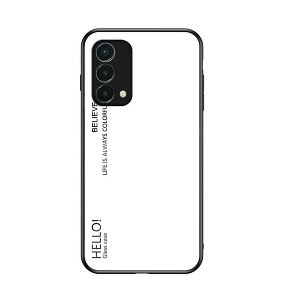 Dteck Case Compatible with OnePlus Nord N200 5G, Lightweight Full Coverage Gradient Hard Glass Back Cover Soft TPU Bumper Cover for OnePlus Nord N200 5G 2021, White