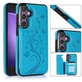 thumbnail image 1 of Dteck Case Compatible with Samsung Galaxy S24,Magnetic Clasp Leather Wallet with Card Slot Butterfly Embossing Case Flip Kickstand Protective Phone Cover for Galaxy S24,Blue, 1 of 8