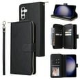 thumbnail image 1 of Dteck Case Compatible with Samsung Galaxy S24,Magnetic Leather Wallet Case with 9 Card Slots Stand RFID Blocking Premium Zipper Protective Flip Leather Phone Cover with Wrist Strap,Black, 1 of 5