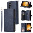 thumbnail image 1 of Dteck Case Compatible with Samsung Galaxy S24 Ultra,Magnetic Leather Wallet Case with 9 Card Slots Stand RFID Blocking Premium Zipper Protective Flip Leather Phone Cover with Wrist Strap,Blue, 1 of 5