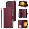 thumbnail image 1 of Dteck Case Compatible with Samsung Galaxy S24 Ultra,Magnetic Leather Wallet Case with 9 Card Slots Stand RFID Blocking Premium Zipper Protective Flip Leather Phone Cover with Wrist Strap,Winered, 1 of 5