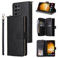 thumbnail image 1 of Dteck Case Compatible with Samsung Galaxy S24 Ultra,Magnetic Leather Wallet Case with 9 Card Slots Stand RFID Blocking Premium Zipper Protective Flip Leather Phone Cover with Wrist Strap,Black, 1 of 5