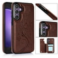 thumbnail image 1 of Dteck Case Compatible with Samsung Galaxy S25,Magnetic Clasp Leather Wallet with Card Slot Butterfly Embossing Case Flip Kickstand Protective Phone Cover for Galaxy S25,Brown, 1 of 8