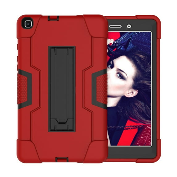 Dteck Case Compatible with Samsung Galaxy Tab A 8.0 inch 2019 Model SM-T290 T295 T297, Heavy Duty Shockproof Rugged Full Body Protection Case Kickstand Cover (no built-in screen protector), Red/Black