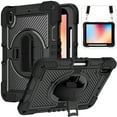 thumbnail image 1 of Dteck Case Compatible with iPad 10th Generaiton 10.9 inch 2022 Release,Shockproof Armor Heavy Duty Rubber Rugged Case 360 Rotating Kickstand Hand Strap Cover with Shoulder Strap,Black, 1 of 9
