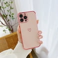 thumbnail image 1 of Dteck Case Compatible with iPhone 11 Pro Cute,Luxury Electroplated Gold Edge Bumper Cases for Women,Reinforced Camera Protection,Raised Corners Heart Plating TPU Cover for iPhone 11 Pro,Pink, 1 of 6