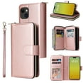 thumbnail image 1 of Dteck Case Compatible with iPhone 13,Magnetic Leather Wallet Case with 9 Card Slots Stand RFID Blocking Premium Zipper Protective Flip Leather Phone Cover with Wrist Strap,Rosegold, 1 of 6