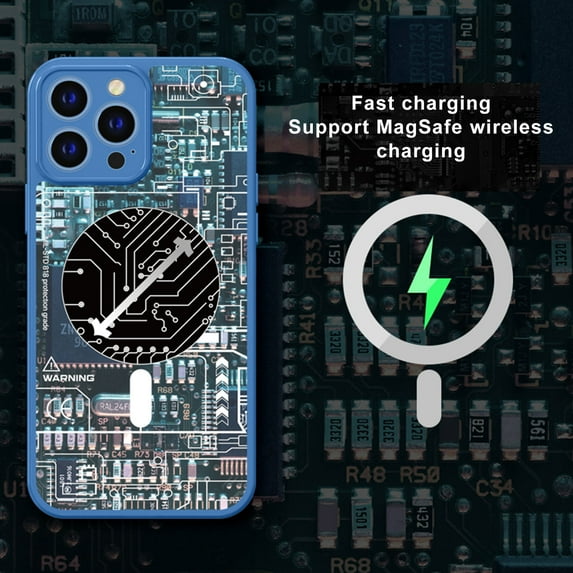 Dteck Case Compatible with iPhone 13 Pro 6.1 Inch 2021 Release, TPU Soft Frosted Case Magnetic Suction Shockproof & Anti-drop Magsafe Wirelsee Charging Printed Patterns For iPhone 13 Pro, Blue