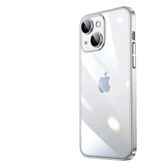 Dteck Case Compatible with iPhone 13 pro, Crystal Clear Plating Clear PC Hard Shell Phone Case with Lens Protection for iPhone 13 pro, 6.1 inch, Silver