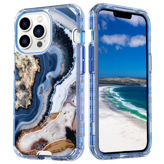 Dteck Case Compatible with For iPhone X/iPhone XS,Marble Texture Support Wireless Charging Shockproof Hybrid 3-In-1 Impact Resist Durable Phone Case,C