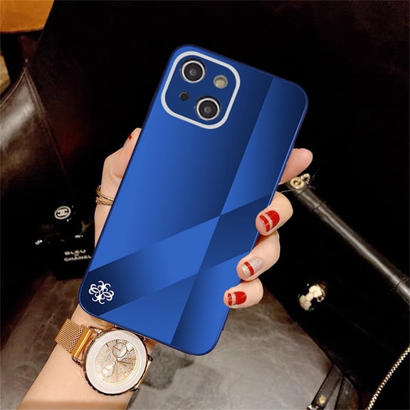 Dteck Case Compatible with iPhone 13,6.1 Inch, Luxury Gradient Pattern Hard Slim Tempered Glass Cover,Shockproof, Suitable for iPhone 13, Blue
