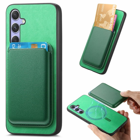 Dteck Case with Detachable Card Wallet for Samsung Galaxy A25 5G,Magnetic Leather 2 in 1 Removable Card Slot Wallet Case Shockproof Mag Safe Back Cover for Galaxy A25 5G,Green