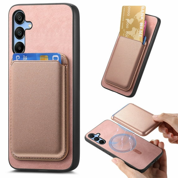Dteck Case with Detachable Card Wallet for Samsung Galaxy A35,Magnetic Leather 2 in 1 Removable Card Slot Wallet Case Shockproof Mag Safe Back Cover for Galaxy A35 5G,Pink