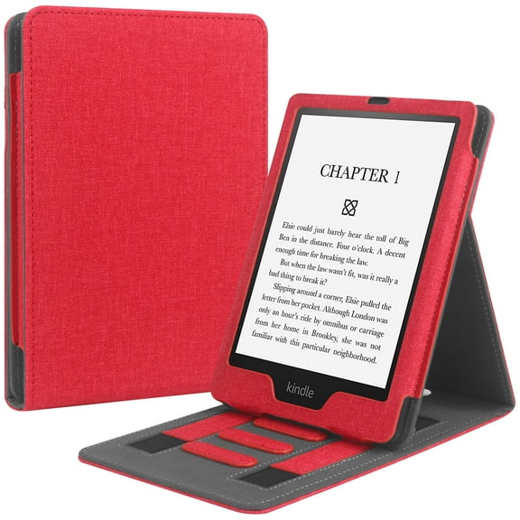 Dteck Case Fits 6.8" Kindle Paperwhite (11th Generation, 2021 Release), Lightweight PU Shell Cover with Auto Wake/Sleep,Red