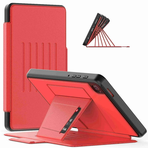 Dteck Case Fits Samsung Galaxy Tab A7 Lite 8.7 Inch (SM-T225/T220), Multi-Angle Viewing Stand Hybrid Hard Shockproof Drop Protective Shell Cover for Samsung Tab A7 Lite Tablet 2021 (Red)