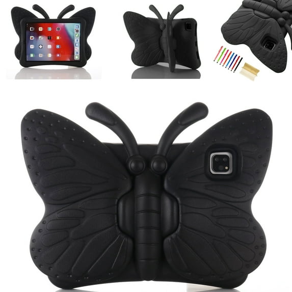 Dteck Case For Apple iPad Pro 11" 2020/2018, Kids Safe Butterfly iPad Air 4th Generattion 10.9" 2020 Case Shockproof EVA Foam Super Protection Kickstand Kids Friendly Cover ,Black
