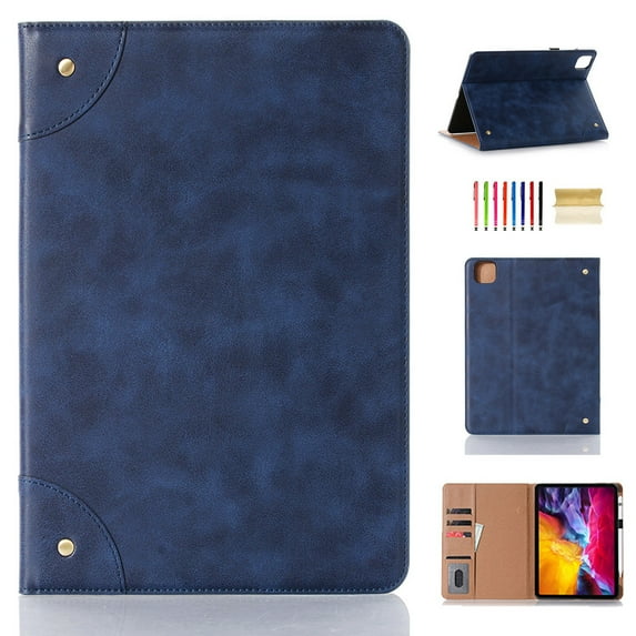 Dteck Case For Apple iPad Pro 11 2nd Generation (2020 Released) 11 inch, Retro Vintage Leather Wallet Smart Folio Case Stand Shockproof Protective Automatic wake/sleep Cover ,Blue