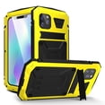 thumbnail image 1 of Dteck Case For Apple iPhone 11 (6.1 inch),Shockproof Armor Rubber Rugged Kickstand Metal Case Hybrid Built-in Tempered Glass Screen Protective Full Cover ,Yellow, 1 of 8