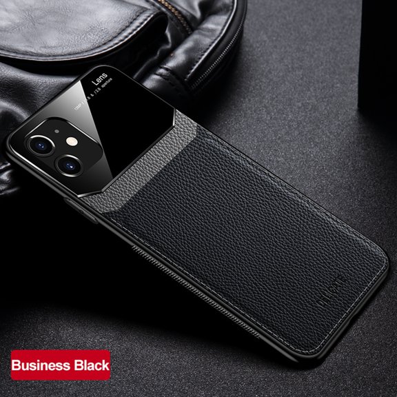 Dteck Case For Apple iPhone 11 (6.1 inches),Shockproof Rubber Case Luxury PU Leather Slim Back Phone Protective Cover ,Black
