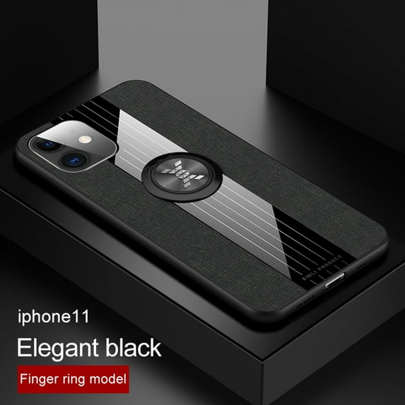 Dteck Case For Apple iPhone 11 (6.1 inches),Ultra Slim Ring Holder Rubber Bumper Case Kickstand Shockproof Back Phone Cover (without Screen Protector) ,Black