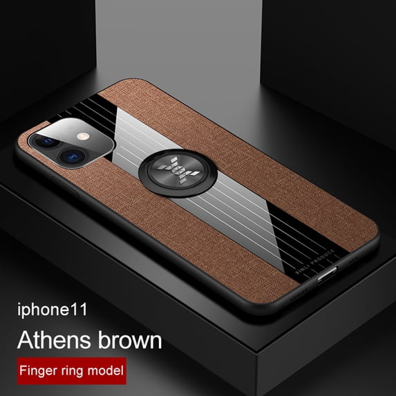 Dteck Case For Apple iPhone 11 (6.1 inches),Ultra Slim Ring Holder Rubber Bumper Case Kickstand Shockproof Back Phone Cover (without Screen Protector) ,Brown